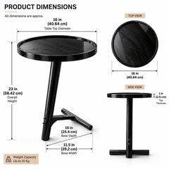 Solid Sheesham Wood C Shape Side Table for Living Room | Modern Sofa End Table | Wooden Laptop Table for Bed | 
