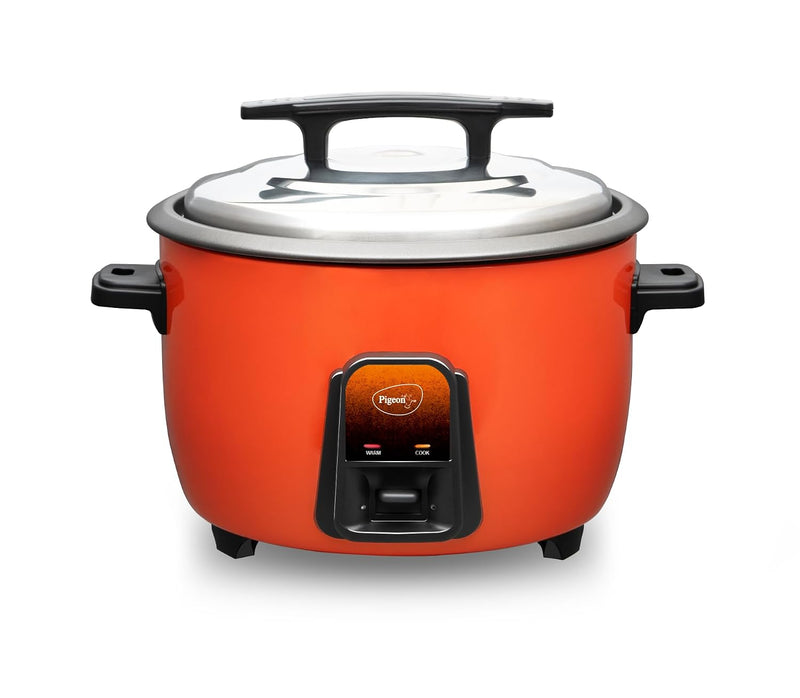 Pigeon by Stovekraft Joy Rice Cooker with Single pot, 4.2 litres. (Orange) | Stainless Steel Lid | 1600 Watts | 1 Alumin