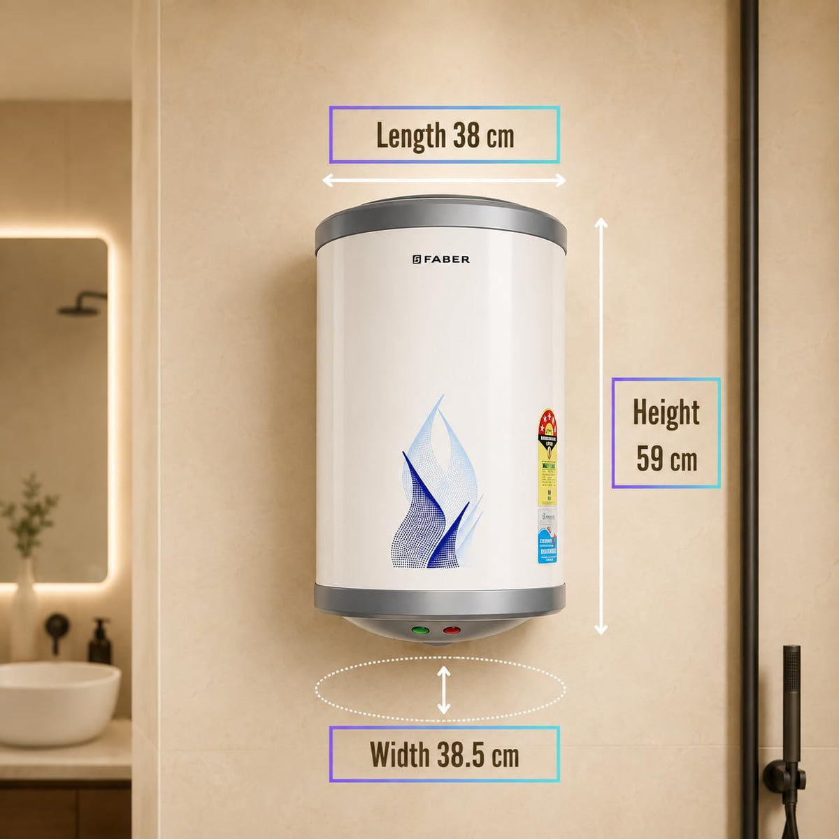 Faber 25Ltr Storage Water Heater (FWG VULCAN 25V), 5 Star, 7 yrs warranty on tank, Free Installation with Inlet & Outlet