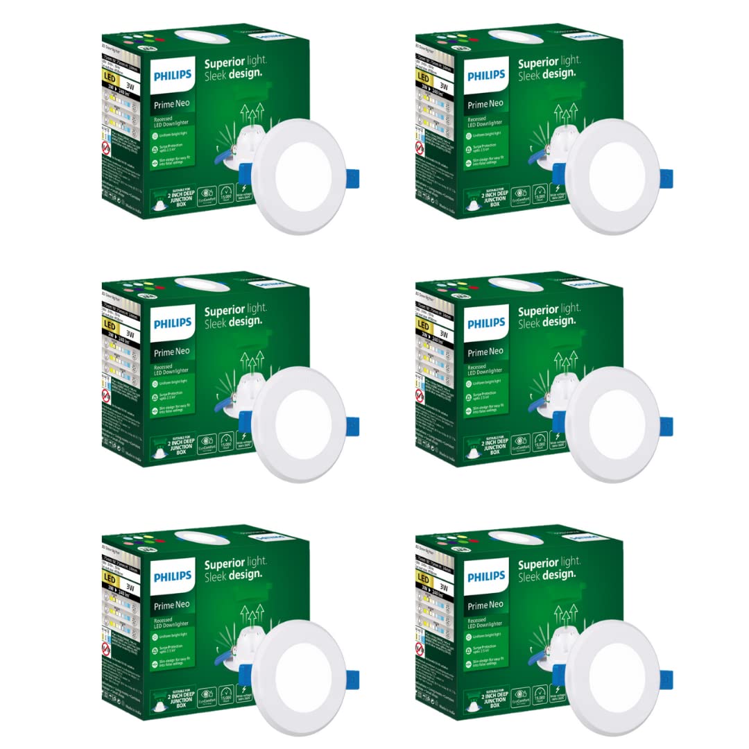 Philips Prime Neo 3-watt Concealed JB LED downlighter for Ceiling (Pack of 6) (Blue, B0BN3VVNCY)