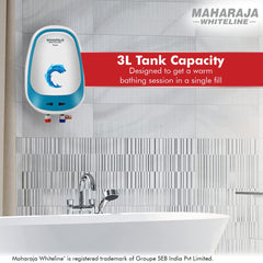 Maharaja Whiteline Fiesta Instant Water Heater, 3 litre, Hi-grade Copper Element, Rust & Shock proof ABS Body, Dual tone - FIESTA / WH-170