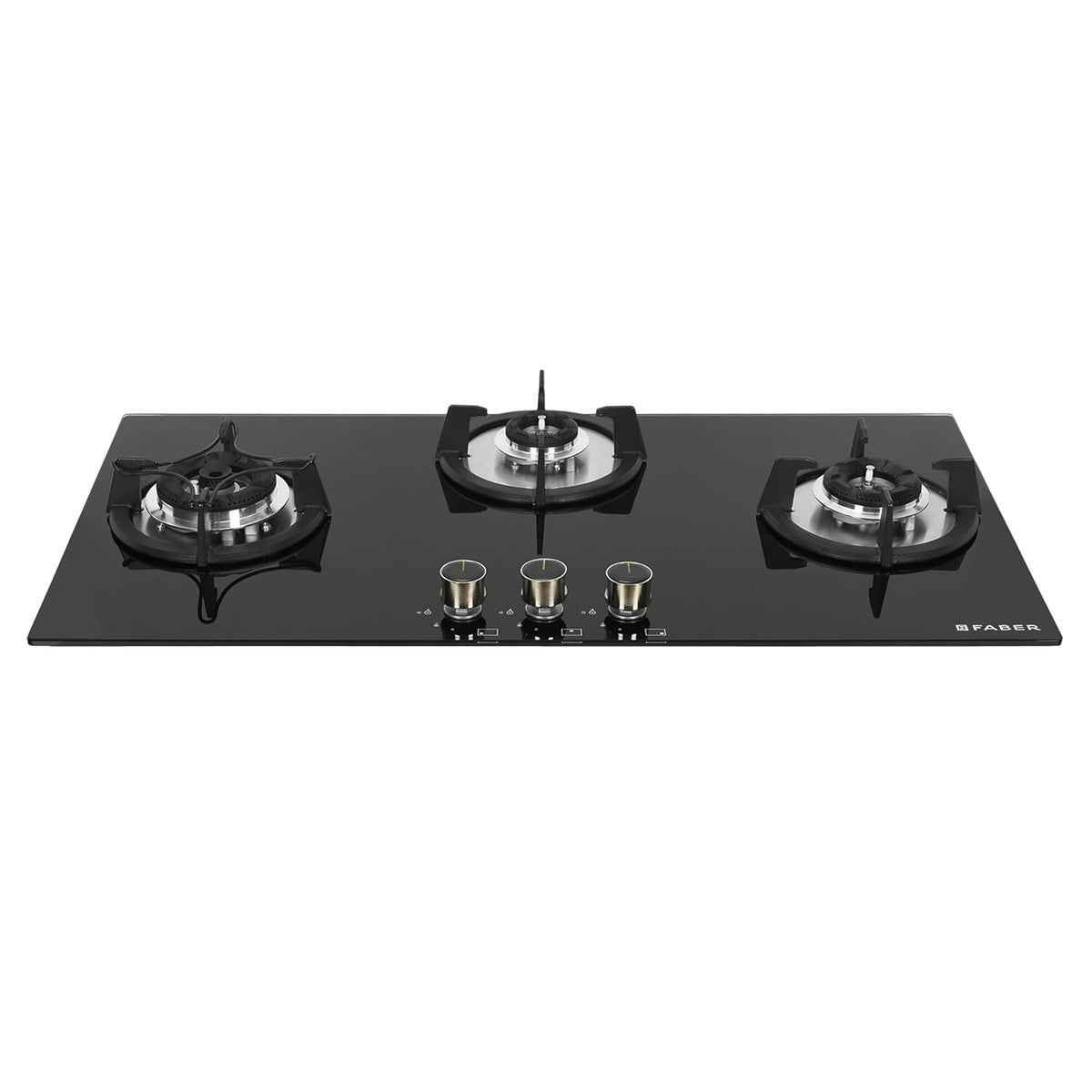 Faber Hob 90 cm 3 Burner|Auto-Ignition|Spillage Proof|Brass Burners|Metal Knobs|Pan Support|2yrs on Burner,5 Yrs Warrant