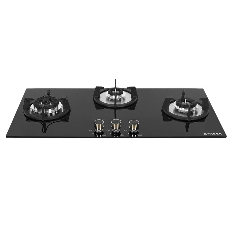 Faber Hob 3 Burner | Auto-Ignition | Spillage Proof | HOB SUPERIA HT903 BR AI N |Metal Knobs | Pan Support |5 Yr Warrant
