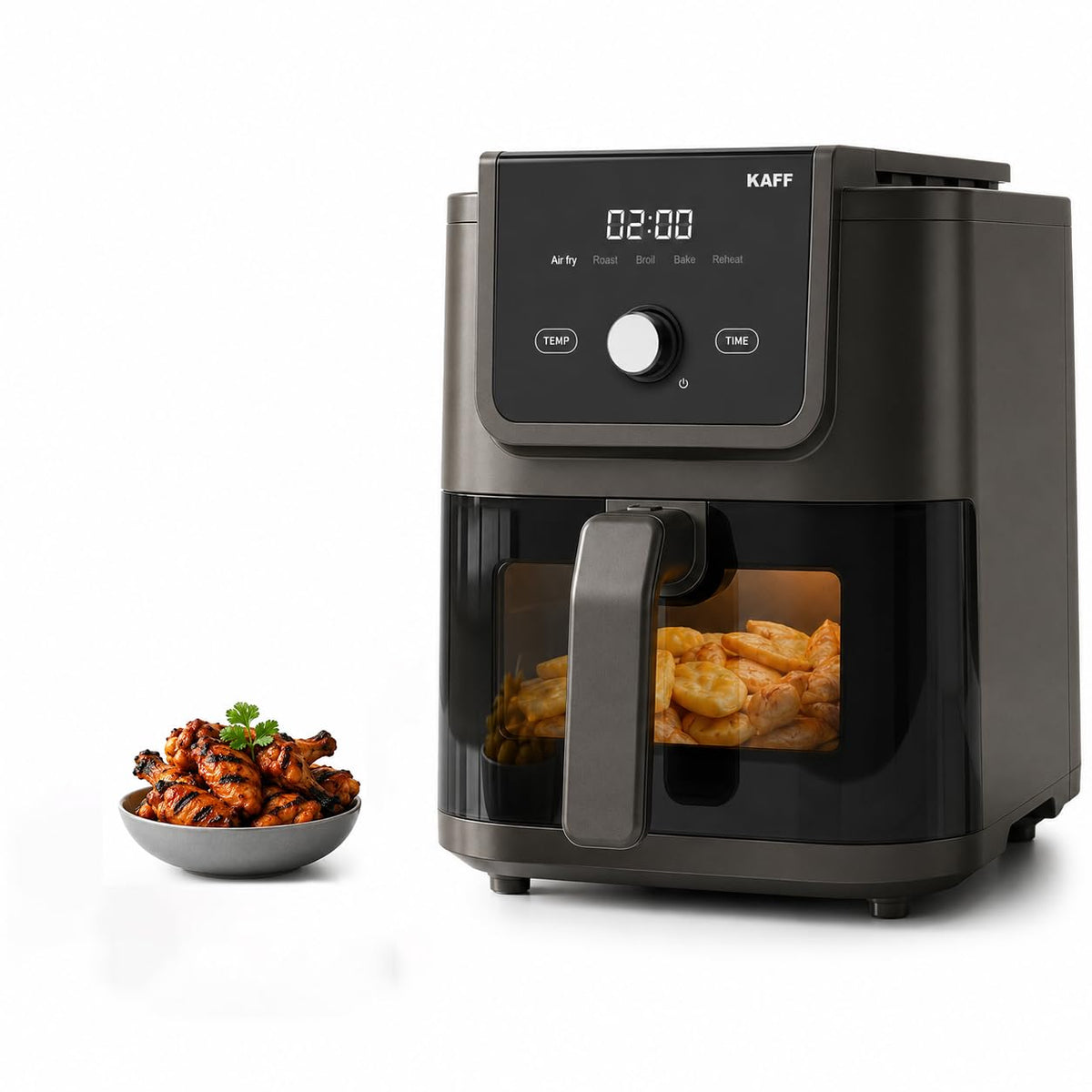 Kaff Digital Air Fryer 5L, 1500W Oil Free Air Fryer for Home with Visible Window, 5 Preset Cooking Modes, LED Touch Cont