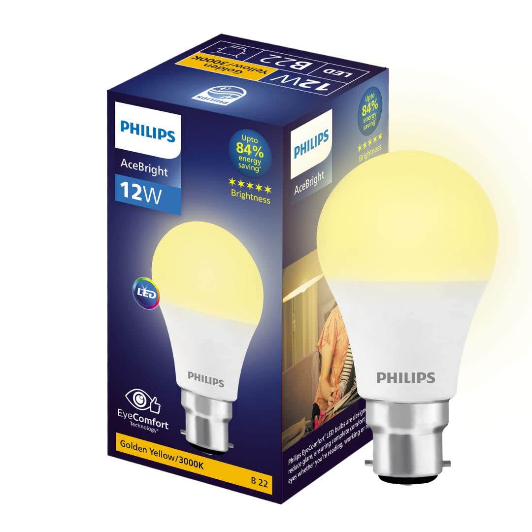 Philips 12-watt LED Bulb - AceBright High Wattage LED Bulb (Pack of 2) (Golden Yellow, B0C3RHVVF8)