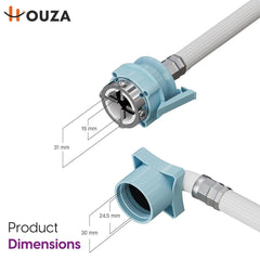 HOUZA 3 Meter Fully Automatic Washing Machine Inlet Pipe with Universal Tap Connector | Hot & Cold Water Washing Machine Pipe Inlet | Leak-Proof, Burst-Proof & Anti-Kink Design