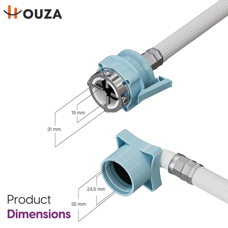 HOUZA 3 Meter Fully Automatic Washing Machine Inlet Pipe with Universal Tap Connector | Hot & Cold Water Washing Machine Pipe Inlet | Leak-Proof, Burst-Proof & Anti-Kink Design