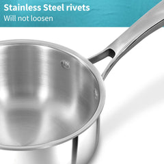 Hawkins Pro 1.5 Litre Sauce Pan, Tri-Ply Stainless Steel Tea Pan/Milk Pan with Stainless Steel Lid, Silver (PSSP15S)