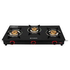 Faber COOKTOP Jade 3BC BK 3 Burner Gas Cooktop, Manual Ignition, Black, Cast Iron Burners with Powder Coated Pan Support