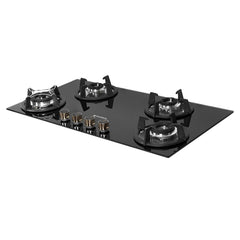 Faber Hob 4 Burner | Auto-Ignition | Spillage Proof | HOB SUPERIA HT904 BR AI N | Concealed Chamber | Metal Knobs | Pan 