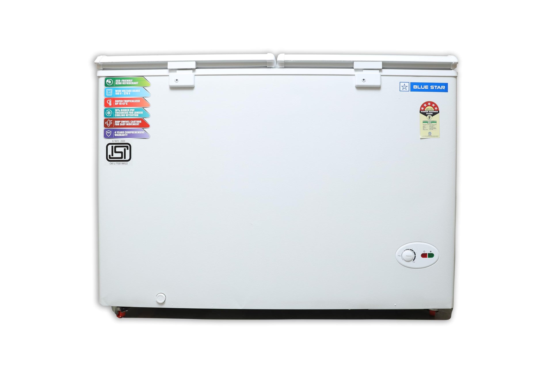 Blue Star HT4-N350, 350 Liter Hard Top Double Door Deep Freezer (310 Liter, White, 4-star)