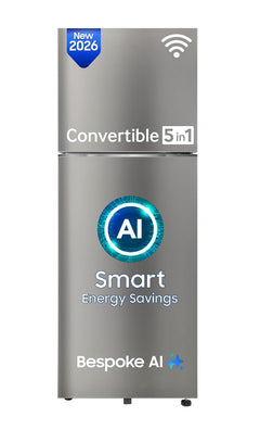 Samsung 350 L, 2 Star, Convertible 5-in-1, Digital Inverter, Frost Free Double Door, WiFi Bespoke AI Refrigerator (RT38HG5A42SLHL, Silver, Ez Clean)-1