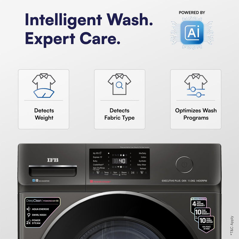 IFB 11 Kg 5 Star Front Load Washing Machine (EXECUTIVE PLUS OXN 1114, Onyx)