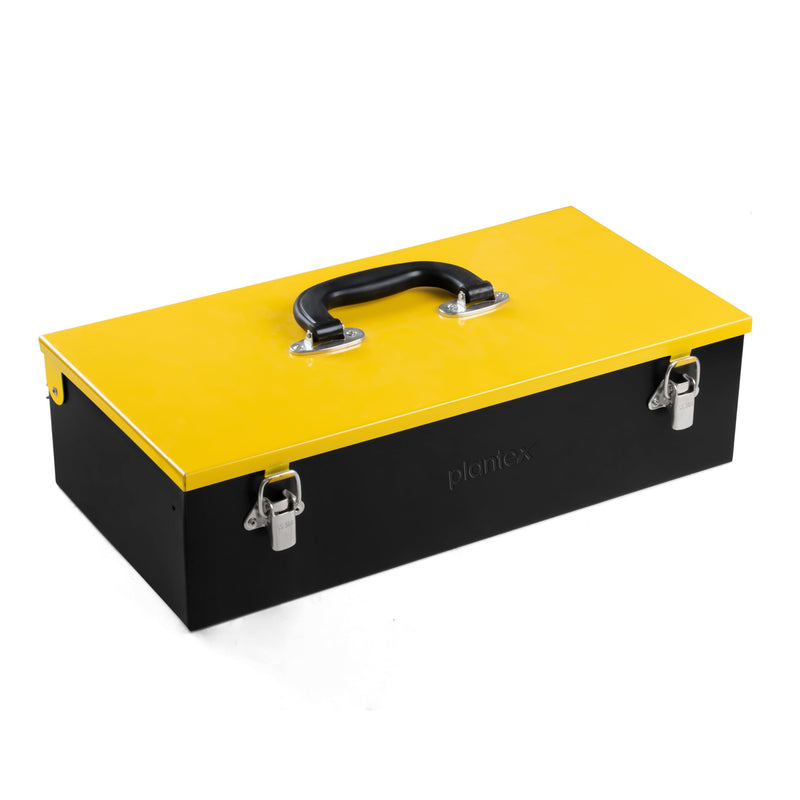 Plantex 16-inch Metal Tool Box/Tool Box for Home/Storage Box With Clear Top Lid & Removable Tray Compartment For Easy & Convenient Storage/Multi-Purpose Compact Tools Box (Yellow & Black)-1