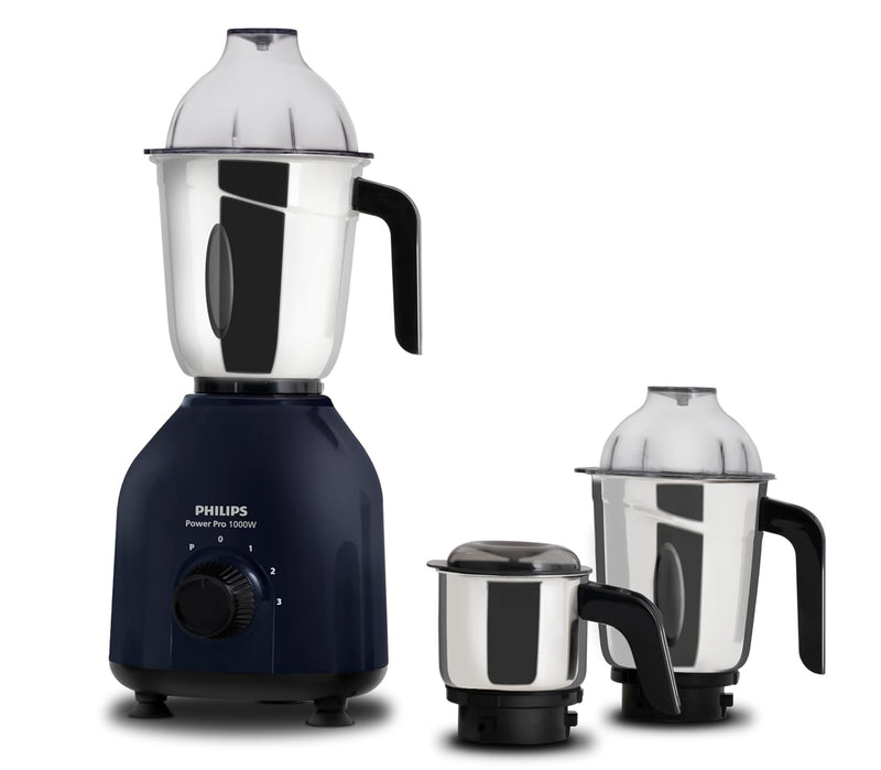 Philips HL7713/01,1000W PowerPro Motor Mixer Grinder, 3 Jars, Azure Blue
