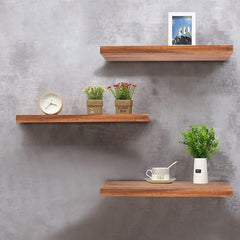 17inch Floating Shelves for Wall, Rustic Rosewood Farmhouse Invisible Shelf Set for Drywall Storage Rack Displa