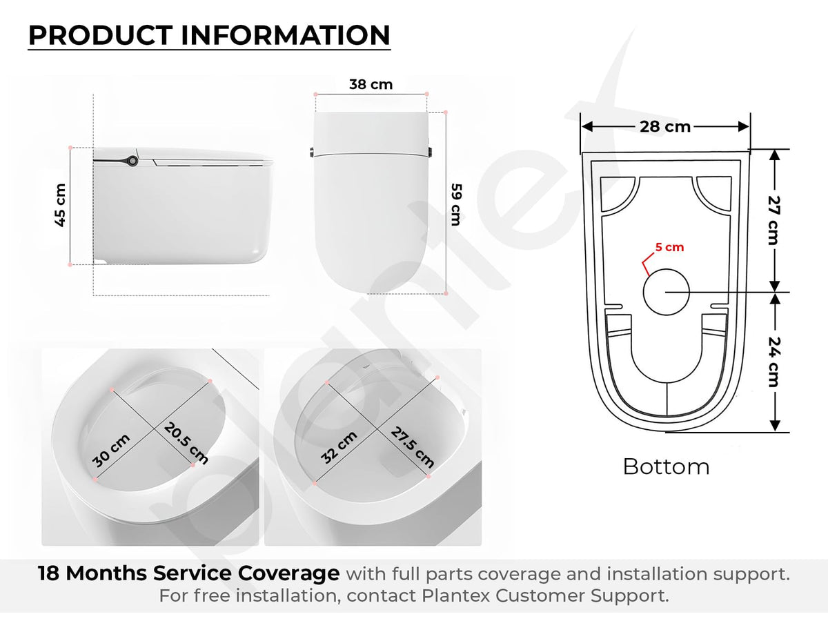 Plantex Smart Toilet Commode One Click Foot Touch with 18 Months Warranty/Heated Seat/Auto Lid Open & Close with Auto Flush/Water-Saving Technology- S-Trap (White)-3