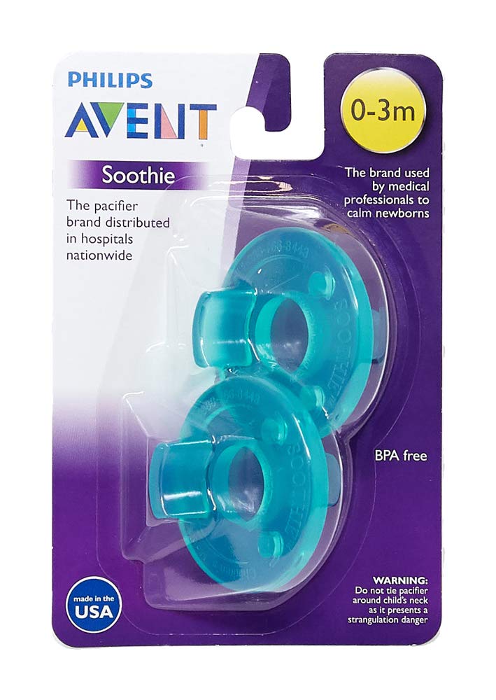 Philips Avent Silicone 2 Pack Avent Soothie Pacifier Green 0 3 Months (SCF190/01) (Pack of 2)