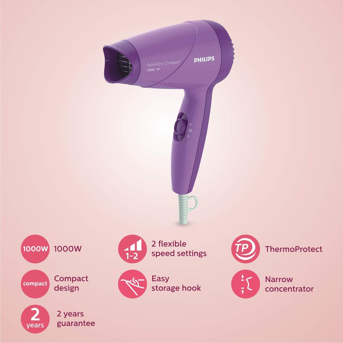 Philips Male Body Groomer Shaver (BG1025/15) & Dryer (HP8100/46) Combo, Black