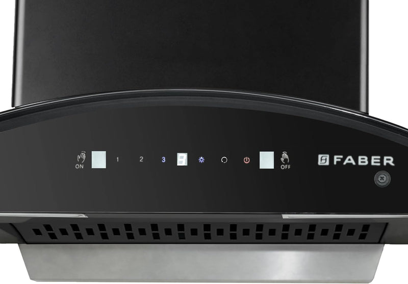 Faber 60 cm 1500 m³/hr Autoclean Kitchen Chimney (HOOD MAGNUS IN HC SC FL EBK 60, Filterless technology, Touch with Gest