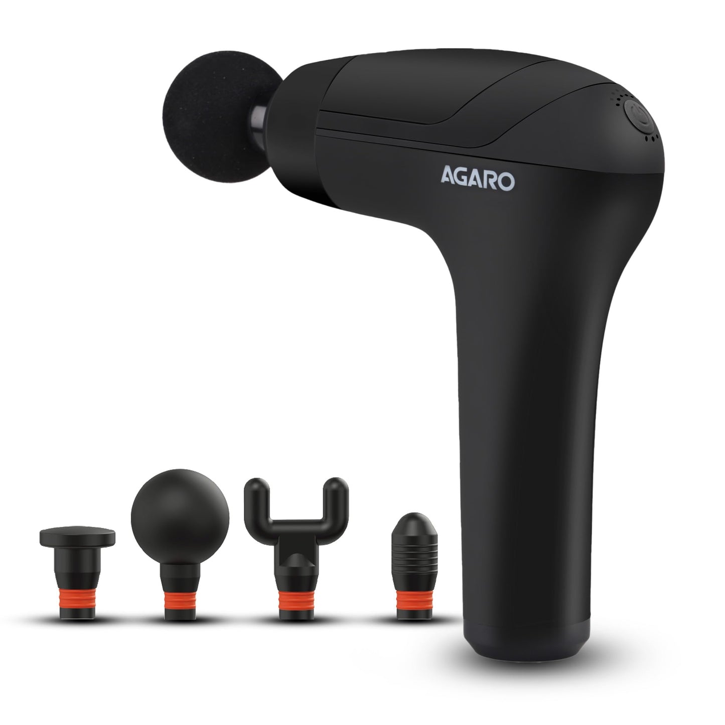 AGARO Regency Gun Massager, 4 Heads, 13 Speed, Rechargeable, Handheld, Percussion Muscle Massager for Full Body Pain Relief, Muscle Relaxation of Neck, Shoulder, Back, Foot for Men & Women, Black