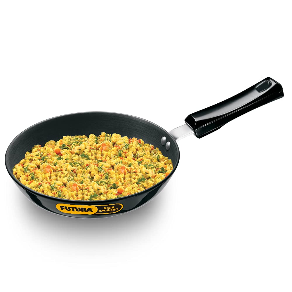 Hawkins Futura 24 cm Frying Pan, Hard Anodised Fry Pan, Black (AF24)