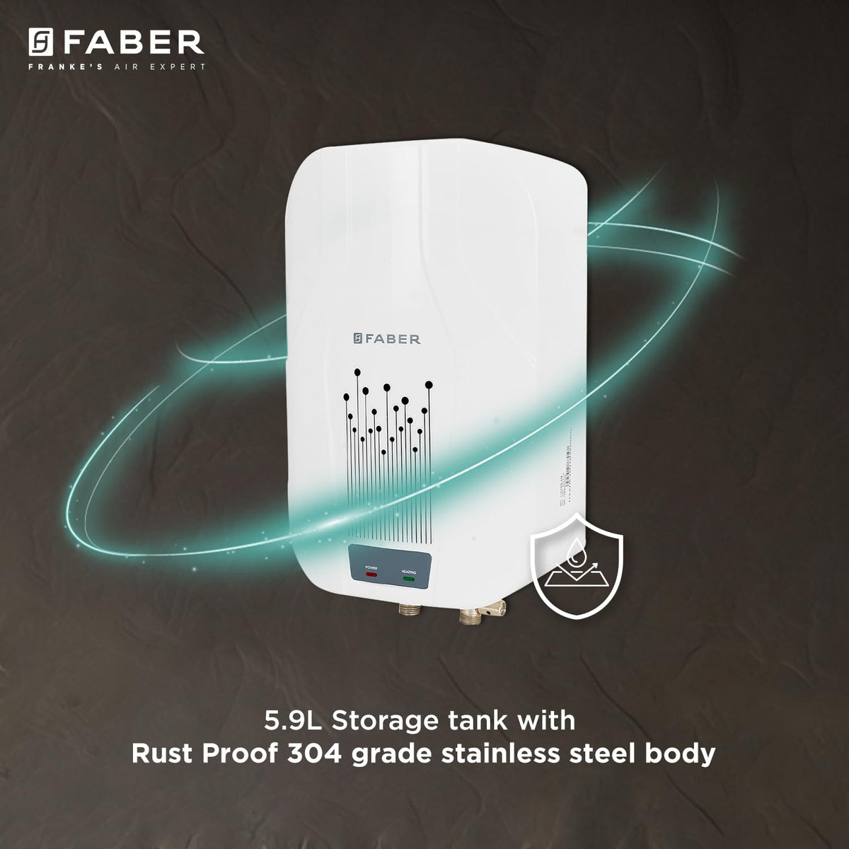 Faber Zippy Instant Geyser 5.9 Litre| 3000W | Free Pipe & Installation | Energy Efficient |5Yr Tank, 3Yr Heating Element