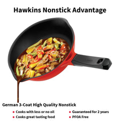 Hawkins 20 cm Frying Pan, Die Cast Non Stick Fry Pan, Ceramic Coated Pan, Induction Fry Pan, Small Frying Pan, Red (IDCF20)