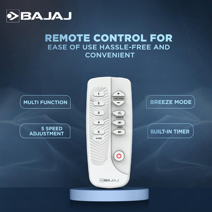 Bajaj Classico Sleek Plus 1200MM (48") BLDC Ceiling Fans For Home | BEE 5 Star Rated Energy Efficient Ceiling Fan | High Energy Density Motor | RF Remote | 2-Yr Warranty 【Base White】