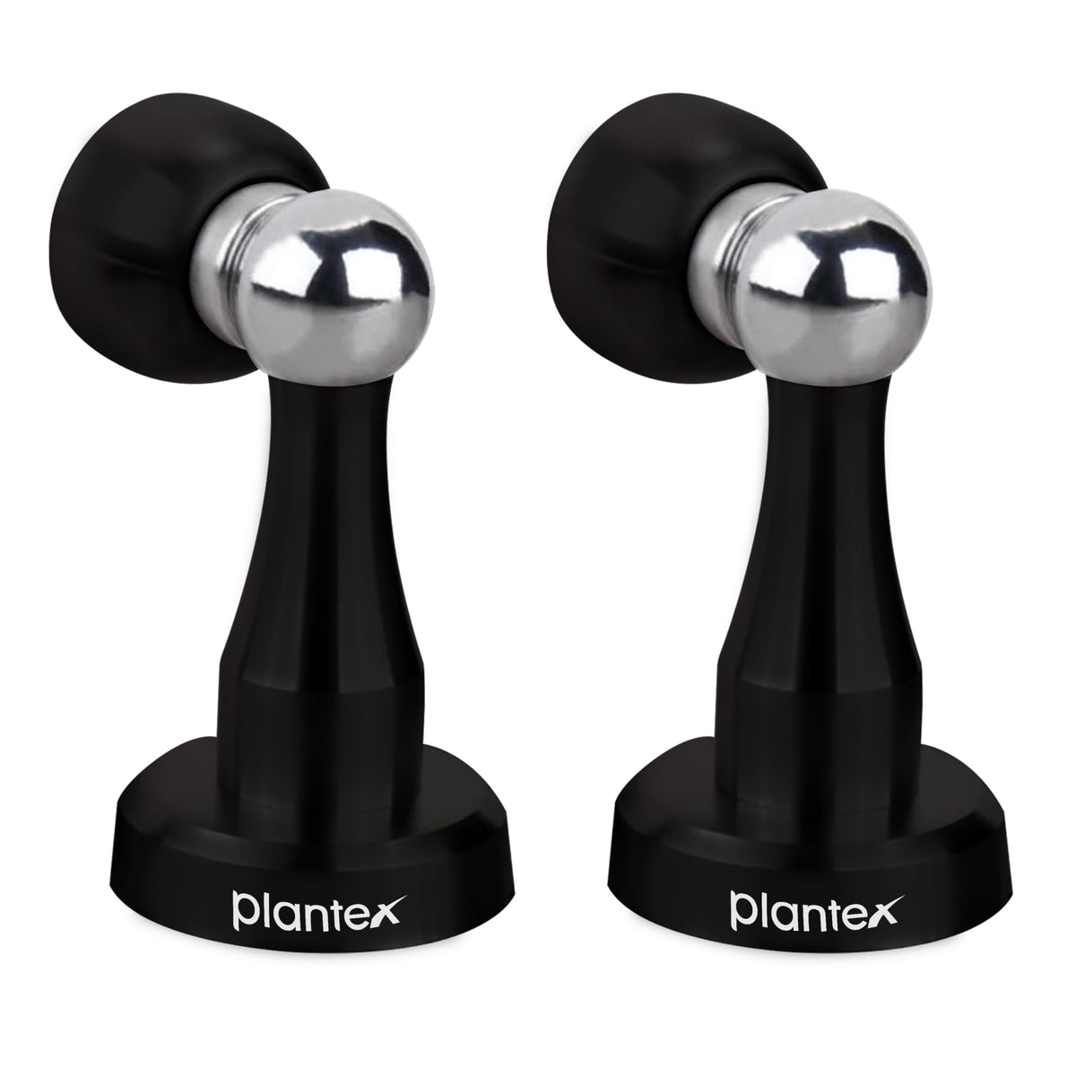 Plantex Stainless Steel 360 Degree 4 inch Door Magnet Stopper for Home/Office/Hotel Wall and Floor Mounted Soft-Catcher to Hold Wooden/Glass/PVC Door Stops - Pack of 2 (Black Finish)-1