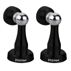 Plantex Stainless Steel 360 Degree 4 inch Door Magnet Stopper for Home/Office/Hotel Wall and Floor Mounted Soft-Catcher to Hold Wooden/Glass/PVC Door Stops - Pack of 2 (Black Finish)-1