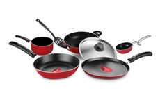 Pigeon Favourite 7 Piece Non-Stick Cookware Gift Set - Fry Pan, Kadhai, Lid, Sauce Pan, Spatula, Tadka Pan