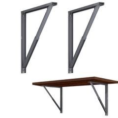 Plantex 24 Inch Foldable Table Bracket/Space Saving Wall Bracket/GI Steel Multipurpose Shelf Bracket/Folding Bracket for Home & Office - Pair of 1 (Grey)-1