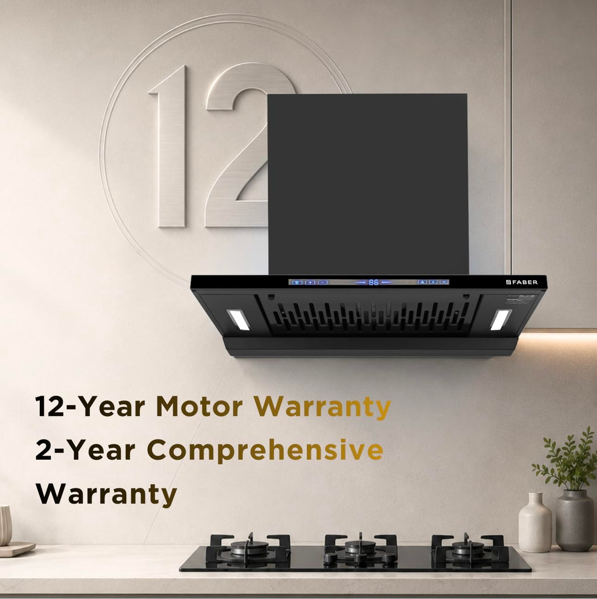 Faber SLIMX 60cm 1500m³/hr BLDC Autoclean Filterless T-Shape Chimney||Built In Oil Collector|Touch & Gesture Control|12Y