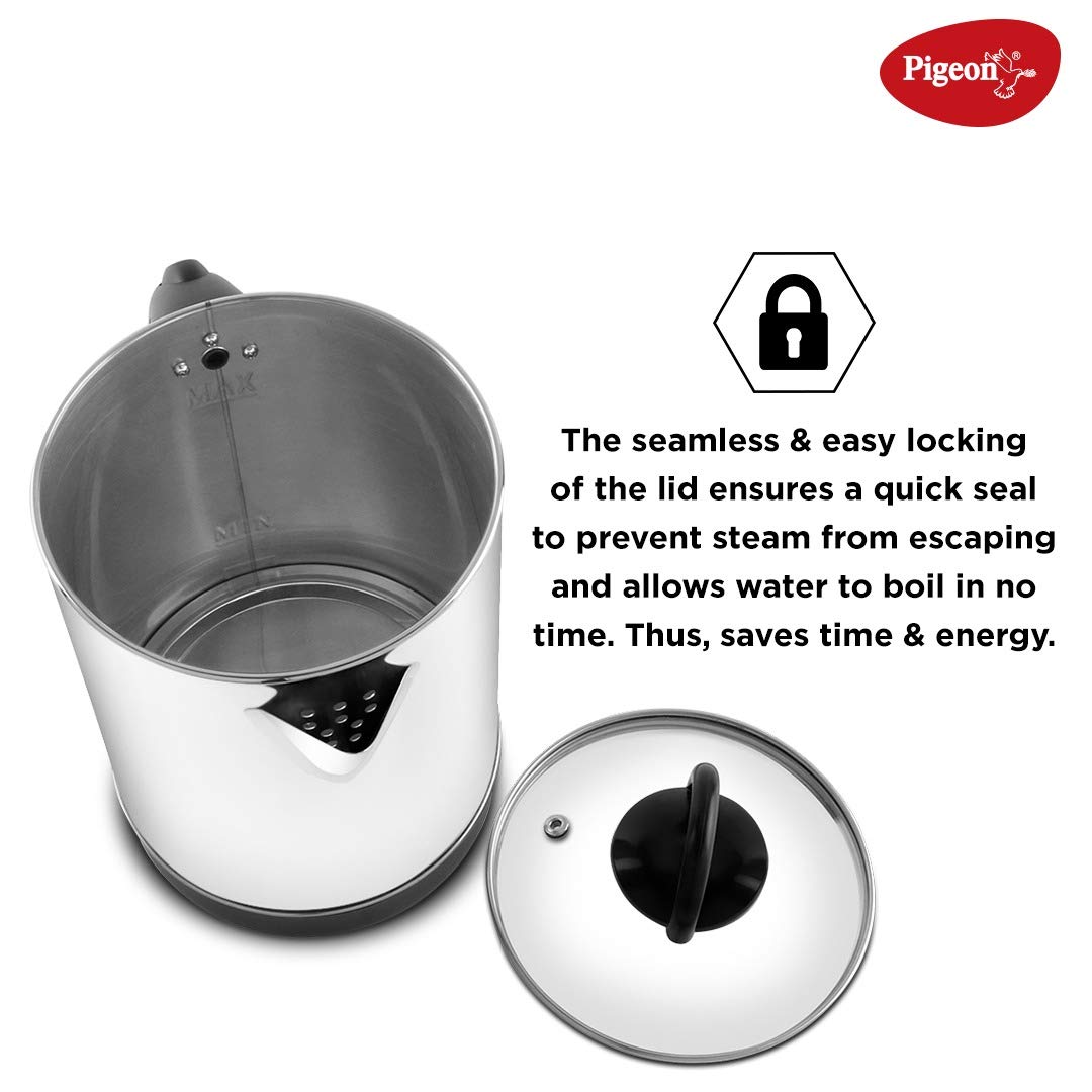 Pigeon Quartz Electric Kettle 1.7 Litre, 1500 watts, Stainless Steel Body, Used for Boiling Water, Making Tea and Coffee