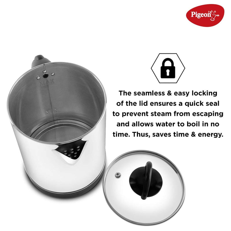 Pigeon Quartz Electric Kettle 1.7 Litre, 1500 watts, Stainless Steel Body, Used for Boiling Water, Making Tea and Coffee