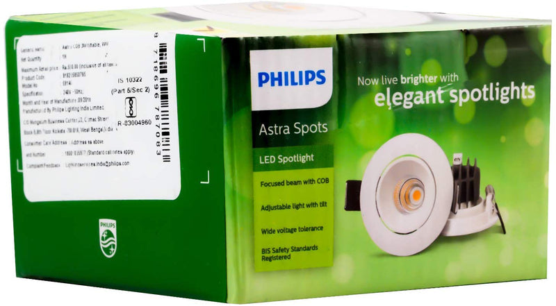 Philips 3W Astra Spot Tilt Natural White Recessed Ceiling Lamp (Pack of 6)