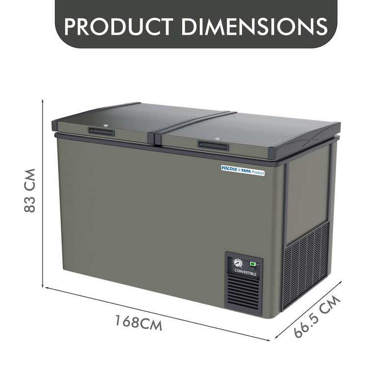 VOLTAS CVF500DA4 Double Door Deep freezer cum chiller, 469 Litres,convertible, GREY LATEST