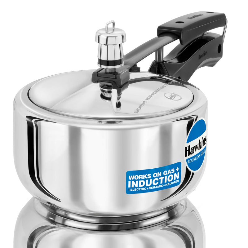 Hawkins Stainless Steel 10L Inner Lid Pressure Cooker Induction Compatible, 10 Liter