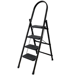 HOUZA Steel Ladder for Home 6 Steps Foldable with Anti-Skid Wide Steps (30cm x 20cm) | 6 Step Ladder for Home Use with D-Shape Rods | Secure Lock | 150 Kg Capacity Folding Ladder | 5 Year Warranty