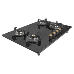 Faber Hob/Hobtop 4 Brass Burner Auto Electric Ignition Glass Top (Maxus HT784 CRS BR CI AI) Black, Glass and Mild Steel