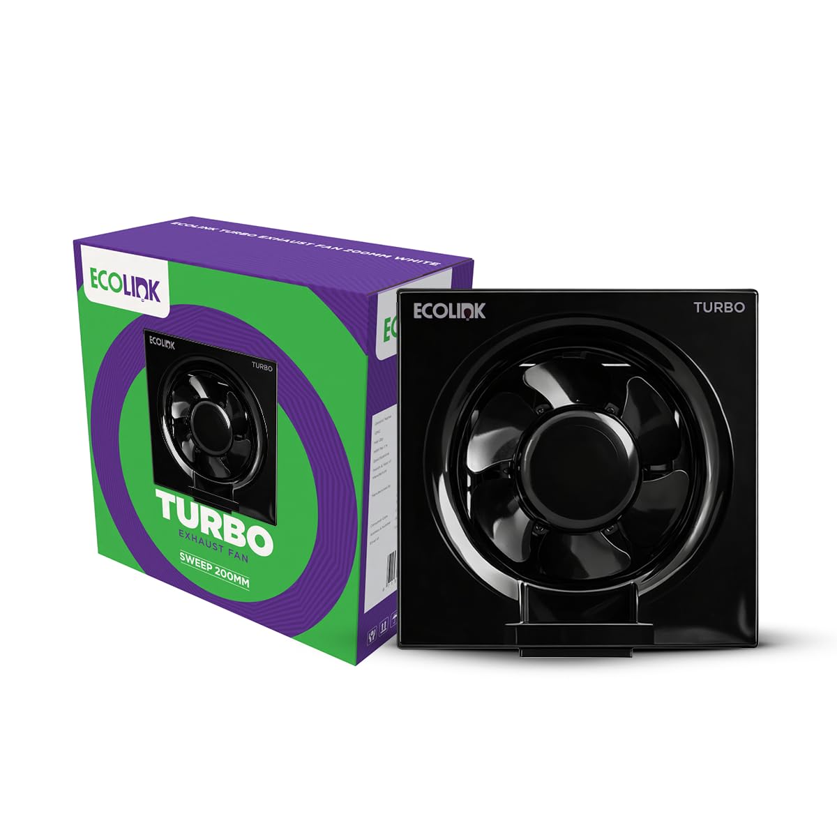 EcoLink Turbo 200 mm Exhaust Fan (Black)