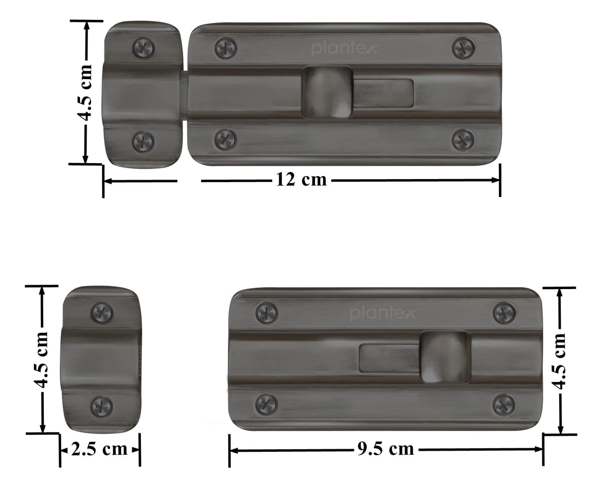 Plantex Premium Heavy Duty Door Stopper/Door Lock Latch for Home and Office Doors/Baby Latch - Pack of 2 (Satin Black-Matt)-3