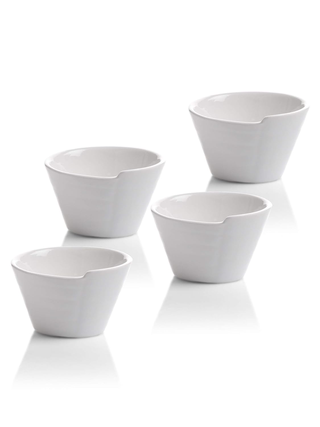 Clay Craft Basics White Ceramic Serving Bowl Set, Stackable can be Served as Dipping Bowls, chatni Bowls,Sauce Bowls, Soy Sauce and Ketchup Bowls(Set of 4)