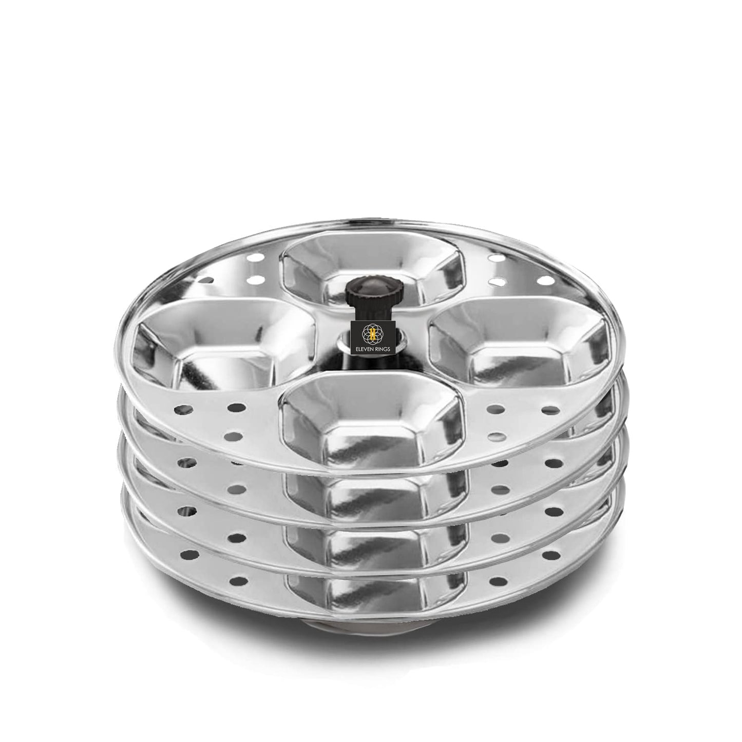 Eleven Rings 4 Plates Stainless Steel Square Idli Stand/Idli Maker Makes 16 Square Idlis at Once. (4 Plate Square Idli)