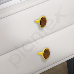 Plantex Knobs for Drawer/Round Drawer Knobs/Knobs for Cabinets/Pull-Push Knobs for Kitchen/Bedroom Drawer - Pack of 1 (Small, Gold & Wood)-3
