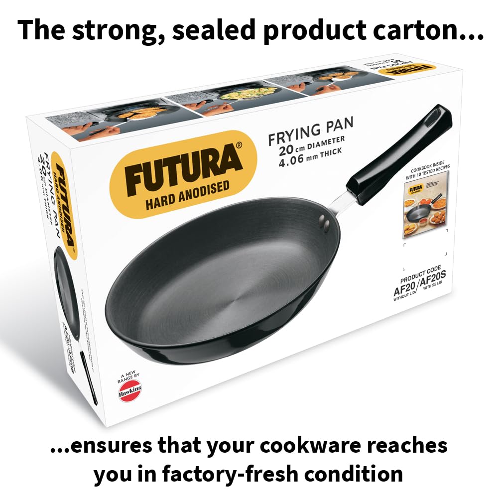 Hawkins Futura 20 cm Frying Pan, Hard Anodised Fry Pan, Small Frying Pan, Black (AF20)