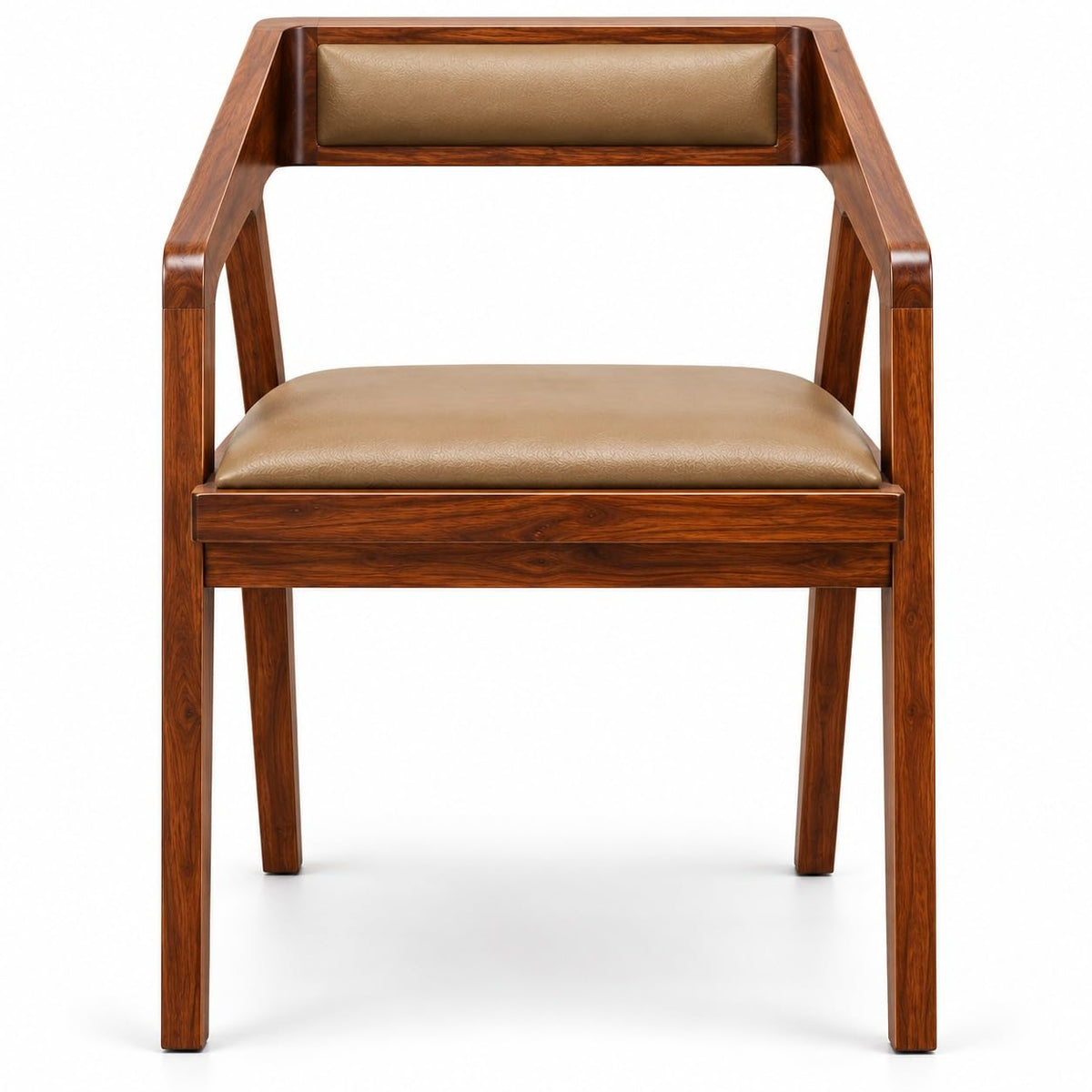 Set of 2 Solid Wood Accent Chairs with Camel Cushion Seat, Modern Cafe Arm Chair for Home (Camel Set of 2)