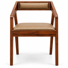 Set of 2 Solid Wood Accent Chairs with Camel Cushion Seat, Modern Cafe Arm Chair for Home (Camel Set of 2)