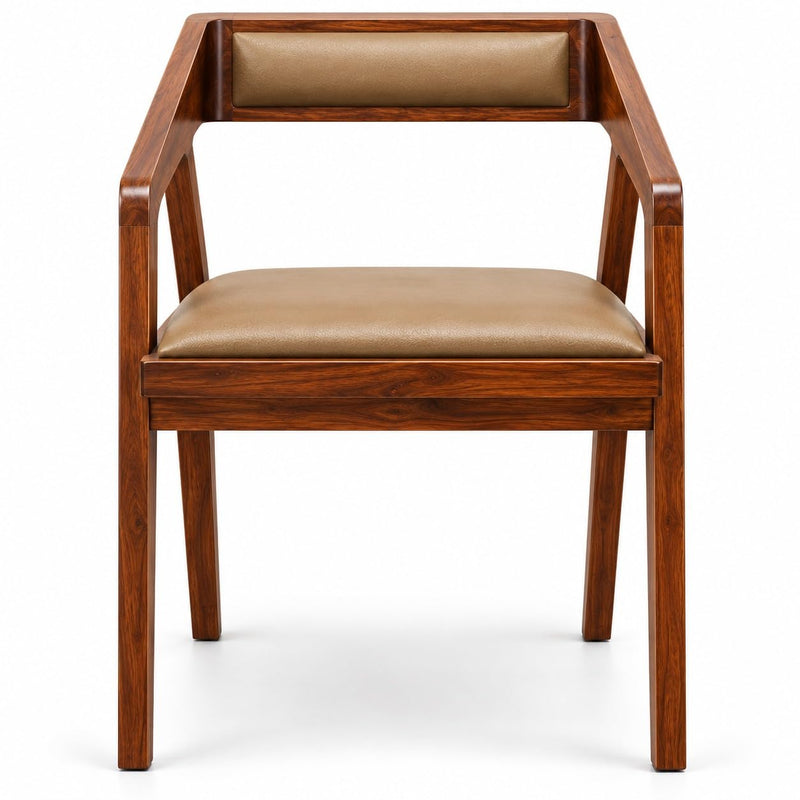 Set of 2 Solid Wood Accent Chairs with Camel Cushion Seat, Modern Cafe Arm Chair for Home (Camel Set of 2)